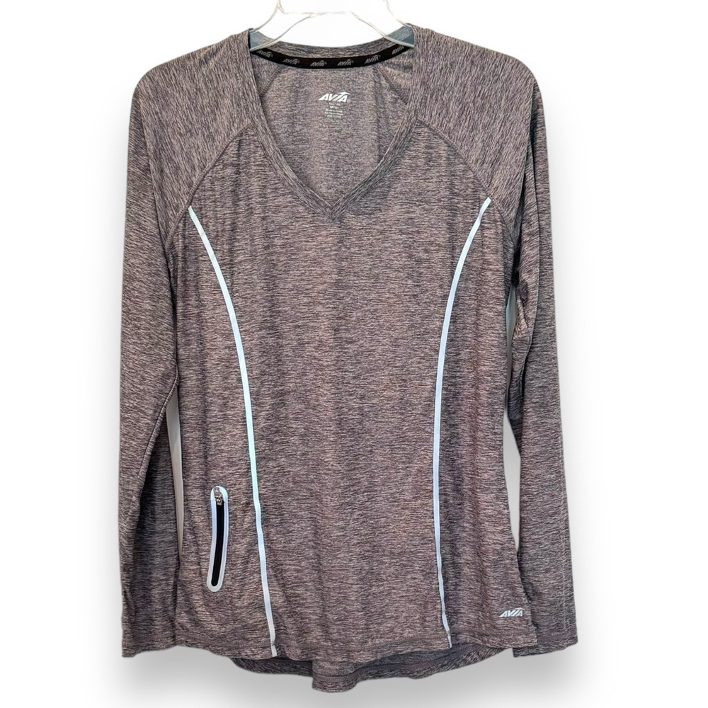 Avia Size Medium Ladies Gray Long Sleeve Reflective Activewear